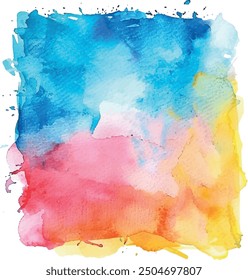 watercolor square rectangle background with brushstrokes and splashes, rainbow colors	
