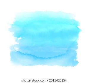 Watercolor square vector splash design background, wallpaper, card. Abstract paper texture liquid blue colour illustration, hand drawn banner
