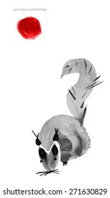 watercolor squirrel. Watercolor hand drawn brush vector 