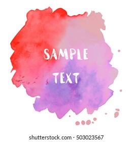 Watercolor stain banner red purple color. Watercolor background