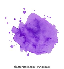 Watercolor stain banner violet color. Watercolor background