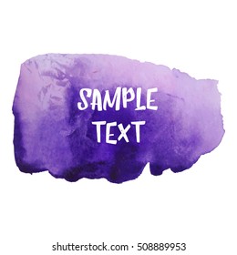 Watercolor stain banner violet color. Watercolor background