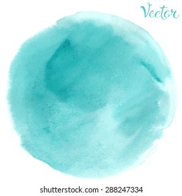 Watercolor stain and blot on a white background, decorative design elements, circle. Abstract vector