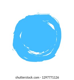 Watercolor stain circle brushstroke isolated on white background. The sketch was drawn blue ink in handmade technique. The design graphic element is saved as a vector illustration in EPS file format.