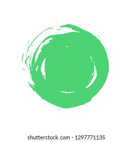 Watercolor stain circle brushstroke isolated on white background. The sketch was drawn green ink in handmade technique. The design graphic element is saved as a vector illustration in EPS file format