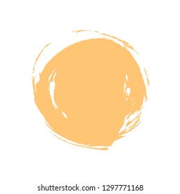 Watercolor stain circle brushstroke isolated on white background. The sketch was drawn yellow ink in handmade technique. The design graphic element is saved as vector illustration in EPS file format.