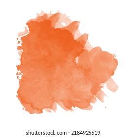 watercolor stain or frame. single element Spot orange, amber acrylic color. Watercolor texture with brush strokes. rectangle, spot. yellow, sunny, pastel. Vector isolated on white.