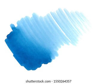 Watercolor stain isolated on a white background. Blurry paint background. Blue watercolor splash on white paper. Paint brush stroke vector illustration