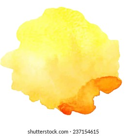 Watercolor stain on white background, abstract blot isolated.