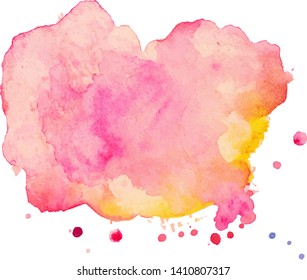 Watercolor stain with splashes and drops