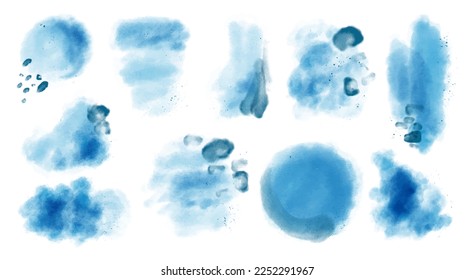 Watercolor stain texture shape collection. set of hand drawn brush vector illustration
