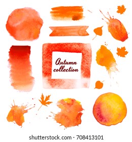 Watercolor stains autumn color collection