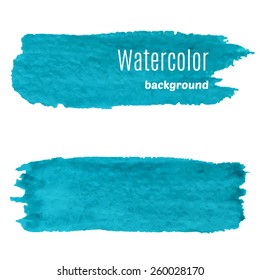 Watercolor stains in blue. Watercolor background. Vector illustration