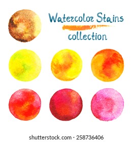 Watercolor stains collection Hand drawn abstract paint color vector illustration