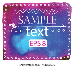 watercolor stains with ethnic patterns . Boho style .