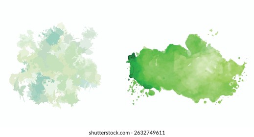 Watercolor stains of green color. Splash. Brush stroke
