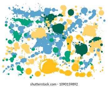 Watercolor stains grunge background vector. Funky ink splatter, spray blots, mud spot elements, wall graffiti. Watercolor paint splashes pattern, smear liquid stains spots background.