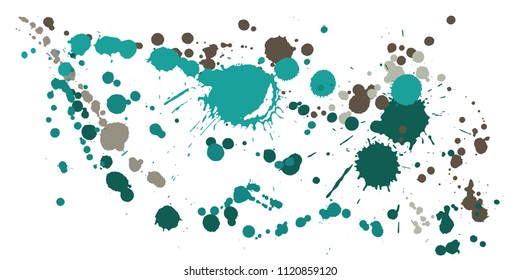 Watercolor stains grunge background vector. Trendy ink splatter, spray blots, mud spot elements, wall graffiti. Watercolor paint splashes pattern, smear liquid splats stains background.