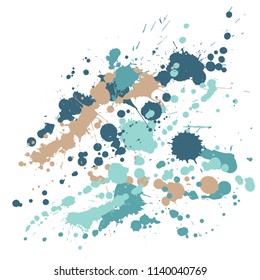 Watercolor stains grunge background vector. Scribble ink splatter, spray blots, mud spot elements, wall graffiti. Watercolor paint splashes pattern, smear fluid stains splatter backdrop.
