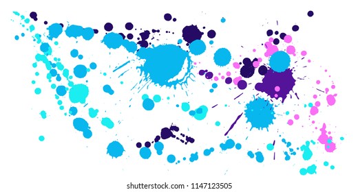 Watercolor stains grunge background vector. Futuristic ink splatter, spray blots, dirty spot elements, wall graffiti. Watercolor paint splashes pattern, smear liquid stains splatter background.