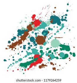 Watercolor stains grunge background vector. Retro ink splatter, spray blots, mud spot elements, wall graffiti. Watercolor paint splashes pattern, smear liquid stains splatter background.