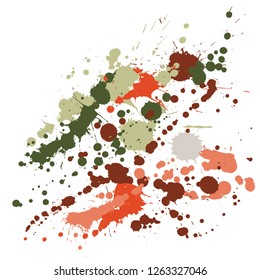 Watercolor stains grunge background vector. Vintage ink splatter, spray blots, mud spot elements, wall graffiti. Watercolor paint splashes pattern, smear liquid stains splatter background.