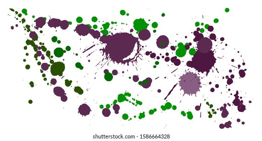 Watercolor stains grunge background vector. Colored ink splatter, spray blots, dirty spot elements, wall graffiti. Watercolor paint splashes pattern, smear fluid stains spots backdrop.