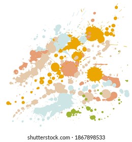 Watercolor stains grunge background vector. Graphic ink splatter, spray blots, dirty spot elements, wall graffiti. Watercolor paint splashes pattern, smear fluid stains splatter backdrop.