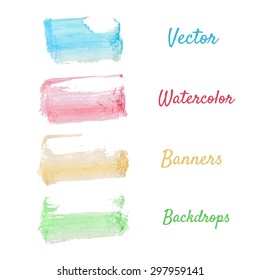 Watercolor stains set, abstract isolated vector blots.