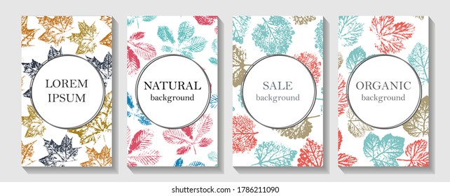 Watercolor stamped autumn leaf.  Cool floral patterns design. Seamless patterns and masks used, easy to re-size.