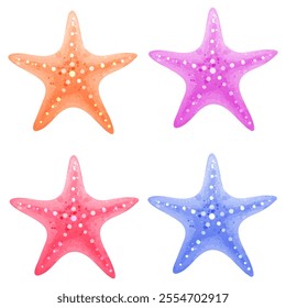 Watercolor starfish. Vector illustrations of sea animals