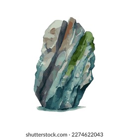 Watercolor stone on a white background. vector illustration.