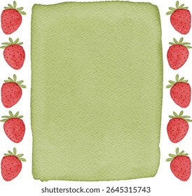 watercolor strawberry frame background for your text and design 