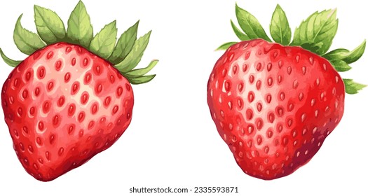watercolor strawberry isolated on white background