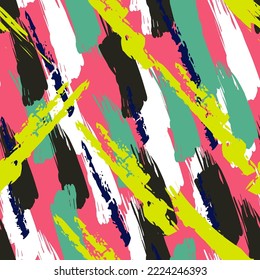 Patrón sin inconvenientes del vector de banda de color de agua. Textura de pincel de línea de color. Dibujar papel de línea. Patrón de mano abstracta.