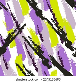 Watercolor Stripe Vector Seamless Pattern. Abstract Vintage Background. Geometric Line Brush Design. Paint Line Modern Pattern.