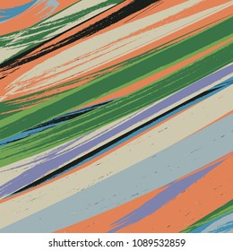 Watercolor Striped Background. Stripes Pattern with hand painted brush strokes. Abstract colorful line background. Color splash. Vector illustration.