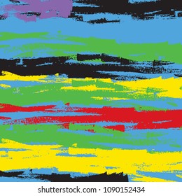 Watercolor Striped Background. Stripes Pattern with hand painted brush strokes. Abstract colorful line background. Color splash. Vector illustration.