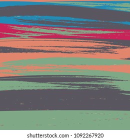 Watercolor Striped Background. Stripes Pattern with hand painted brush strokes. Abstract colorful line background. Color splash. Vector illustration.