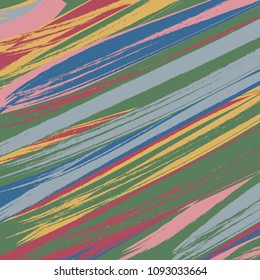 Watercolor Striped Background. Stripes Pattern with hand painted brush strokes. Abstract colorful line background. Color splash. Vector illustration.