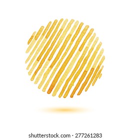 Watercolor striped circle isolated on white background. Vector illustration