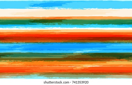 Watercolor Striped Fashion Print Design. Cloth, Textile Design, Linen, Fabric, Ad Background. Grunge Stripes Seamless Pattern with Hand Painted Brush Strokes. Hand Drawn Lines in Watercolor Style