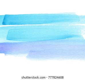 Watercolor striped line hand drawn vector card. Blue violet brush paint paper grain texture element on white background for design, banner, template, wallpaper
