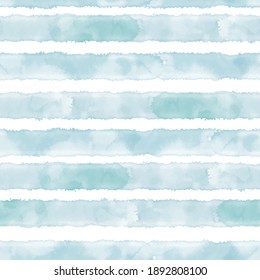 Watercolor striped pattern. Seamless background on the marine theme. Vector. Horizontal. Perfect for design templates, wallpaper, wrapping, fabric and textile.