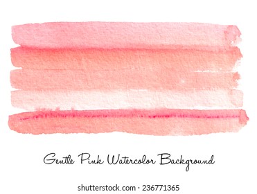 Watercolor Striped Stain, Gradation Of  Pink Soft Tones, Hand Drawn Abstract Background For Card, Brochure, Banner, Web Design