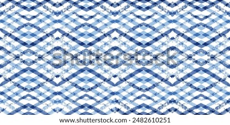 Watercolor stripes seamless vector pattern. Chevron blue print, textured zigzag herringbone background