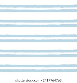 Watercolor stripes vector pattern, baby blue stripe seamless background, childish pastel brush strokes. marine grunge stripes, cute paintbrush line