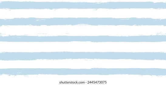 Watercolor stripes vector pattern, baby blue stripe seamless background. Sea grunge stripes, cute brush lines