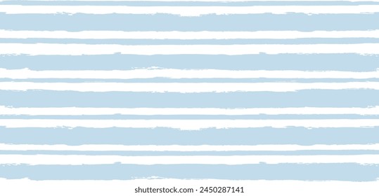 Watercolor stripes vector pattern, baby blue stripe seamless background. Sea grunge stripes, cute brush lines Arkivvektor