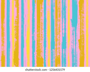 Watercolor strips seamless vector background. Contemporary art graffiti drawing swatch. Old style background for poster, banner, card. Striped tablecloth textile print.